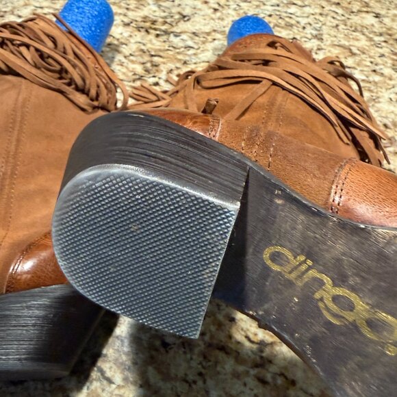Dingo Brown Fringed Heeled Boots Sz 10 - Picture 8 of 15